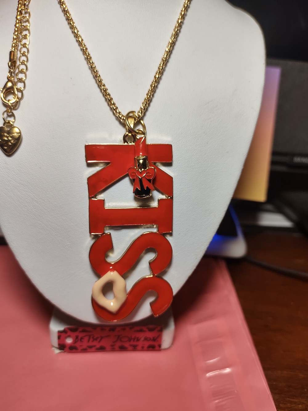 Betsey Johnson Lipstick, Lips  & 'KISS' Statement Pendant Necklace